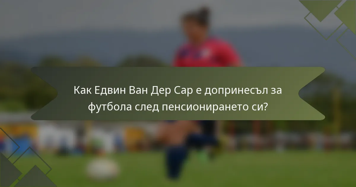 Как Едвин Ван Дер Сар е допринесъл за футбола след пенсионирането си?
