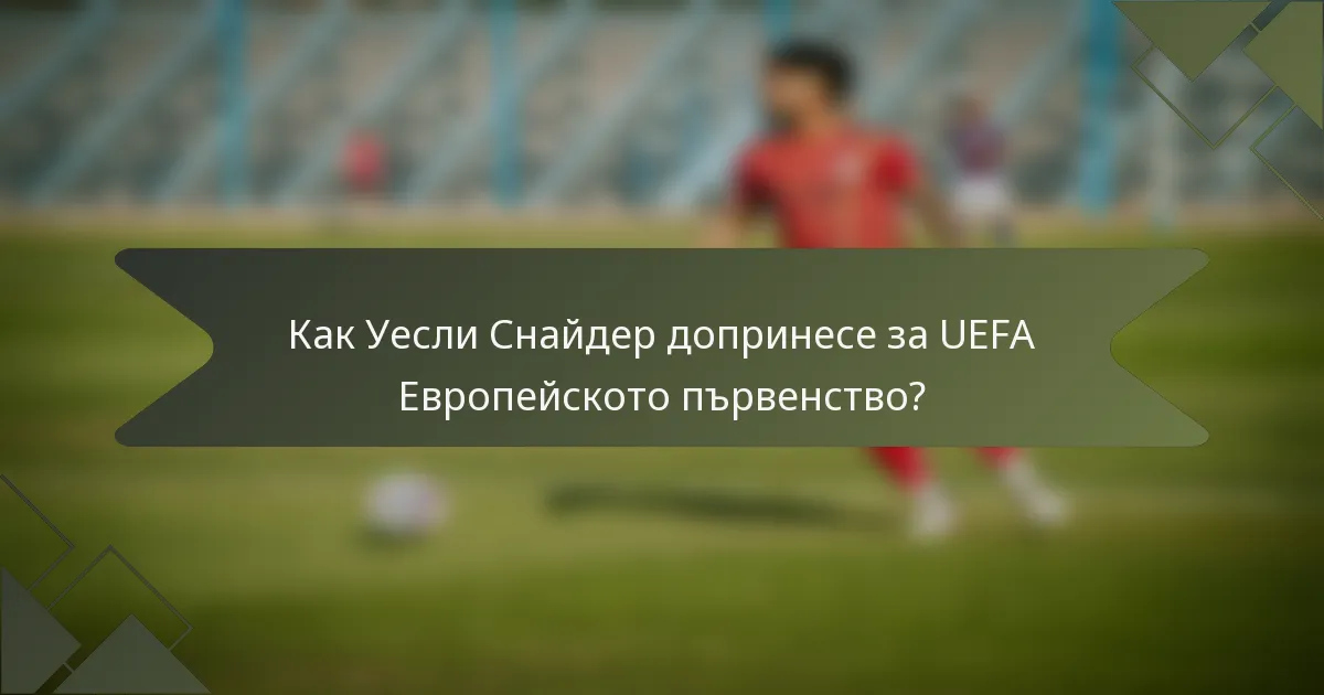 Как Уесли Снайдер допринесе за UEFA Европейското първенство?