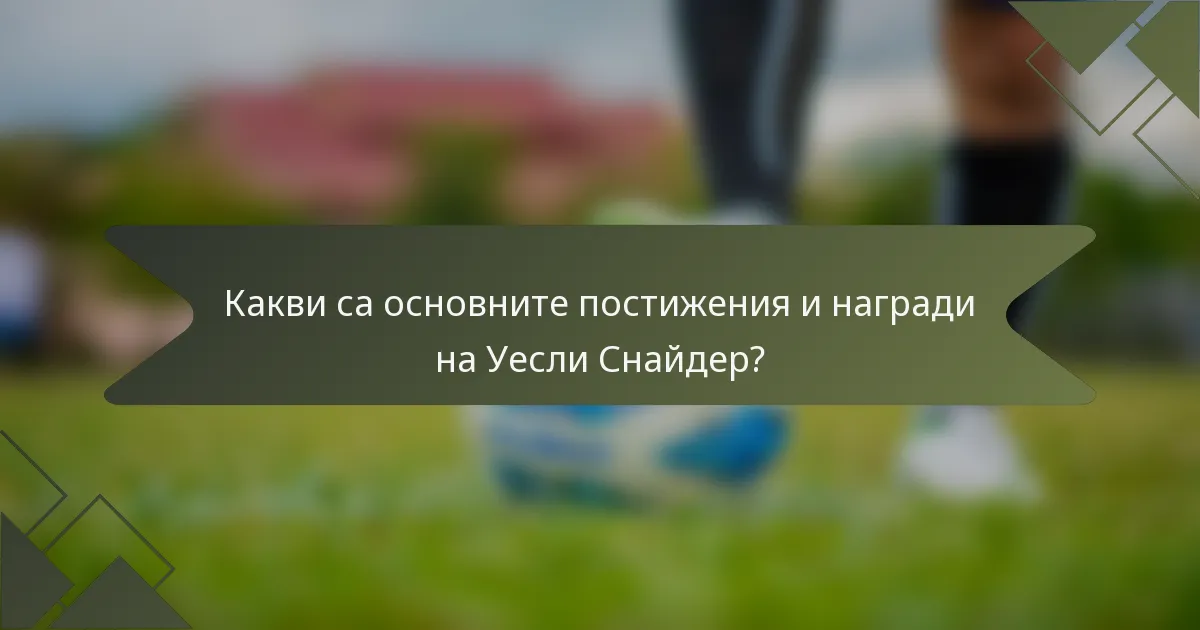 Какви са основните постижения и награди на Уесли Снайдер?