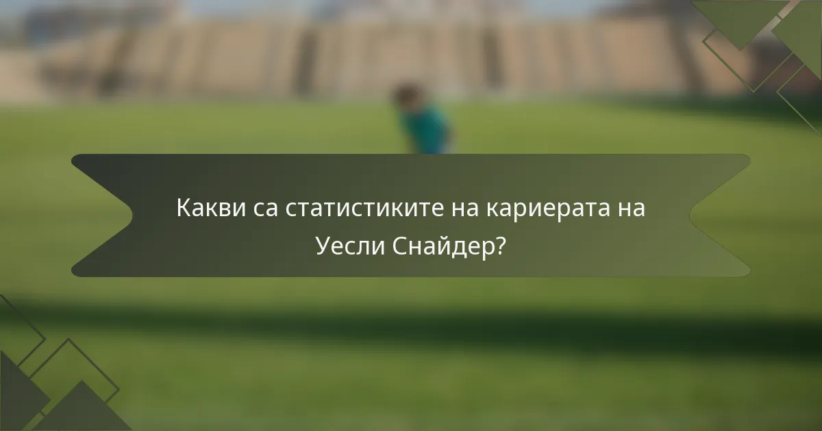 Какви са статистиките на кариерата на Уесли Снайдер?